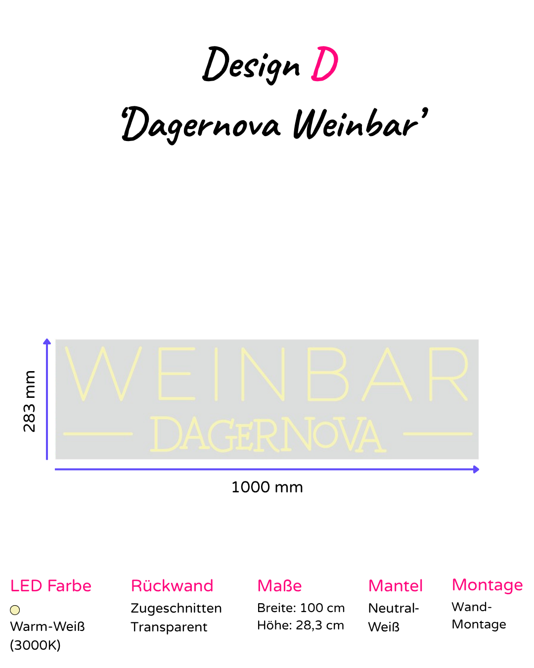 Individuelles LED-Neonschild 'Dagernova Weinbar'