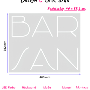 Individuelles LED-Neonschild 'BAR SAN'