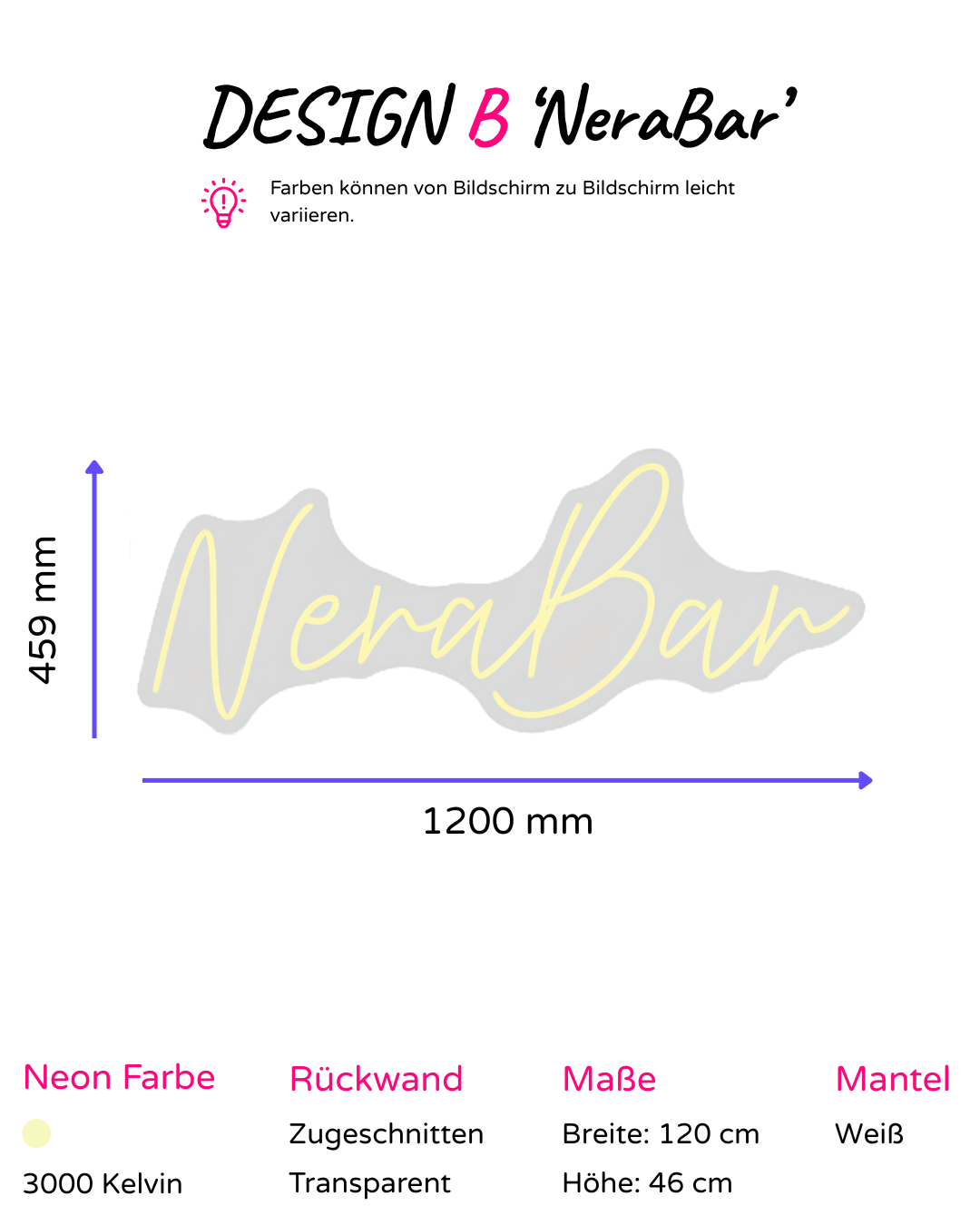 Individuelles LED-Neonschild 'NeraBar'