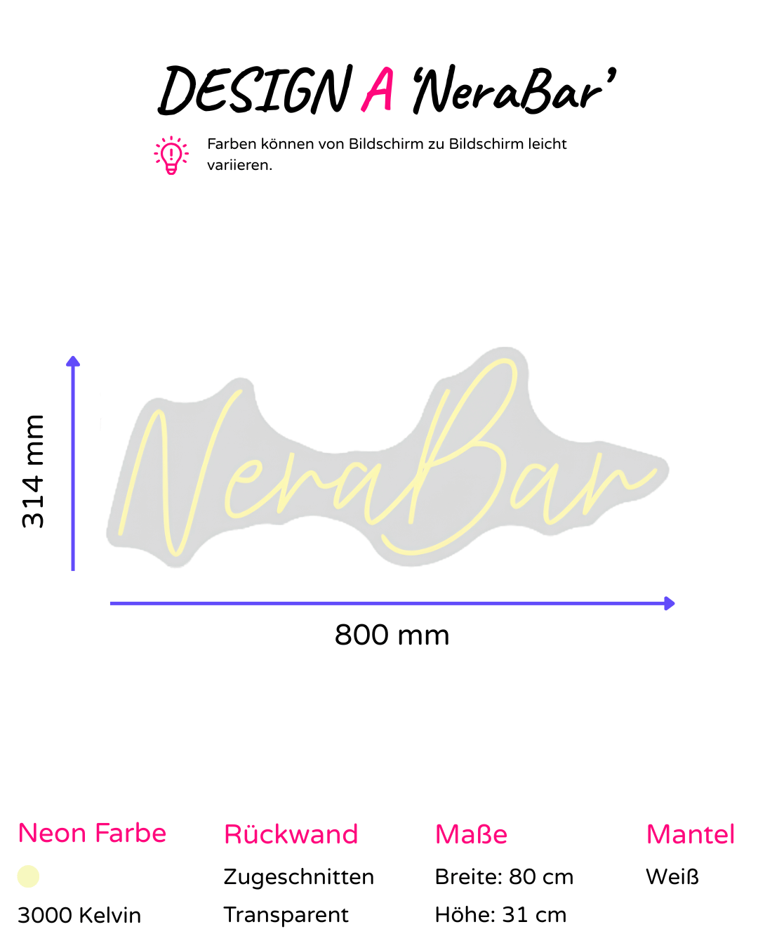 Individuelles LED-Neonschild 'NeraBar'