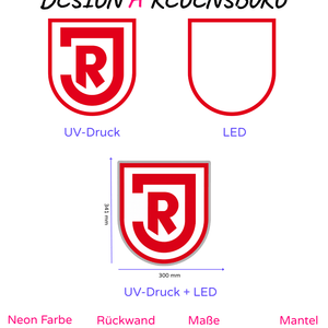 Individuelle LED-Neonschilder ‘Wolfsegg', 'Jahn Regensburg'
