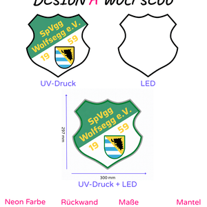 Individuelle LED-Neonschilder ‘Wolfsegg', 'Jahn Regensburg'