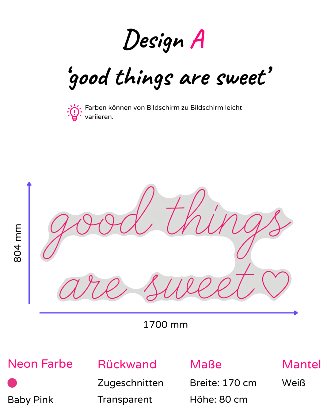 Individuelles LED-Neonschild 'good things are sweet ♡'