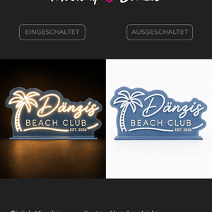 Individuelles LED-Neonschild 'Dänzis Beach Club- 2026'