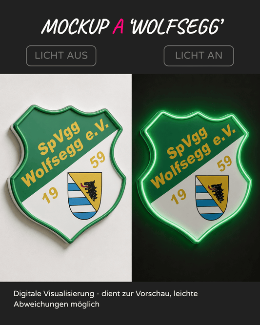 Individuelle LED-Neonschilder ‘Wolfsegg', 'Jahn Regensburg'