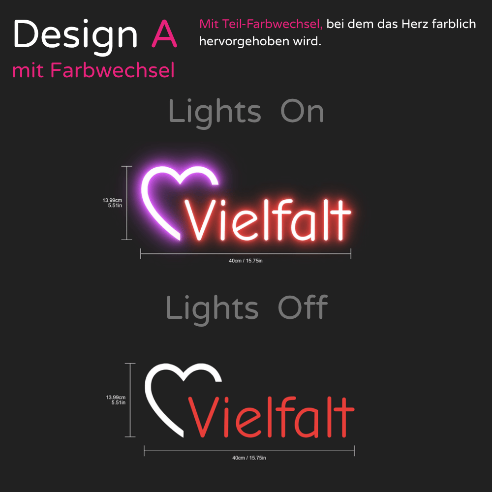 Individuelles LED-Neonschild: Vielfalt 