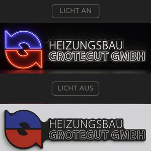 Individuelles LED-Neonschild ‘HEIZUNGSBAU GROTEGUT GmbH’