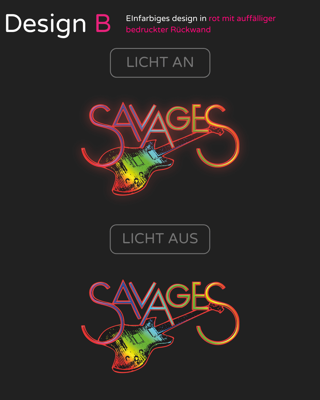 Individuelles LED-Neonschild 'SAVAGES' GUITAR LOGO 