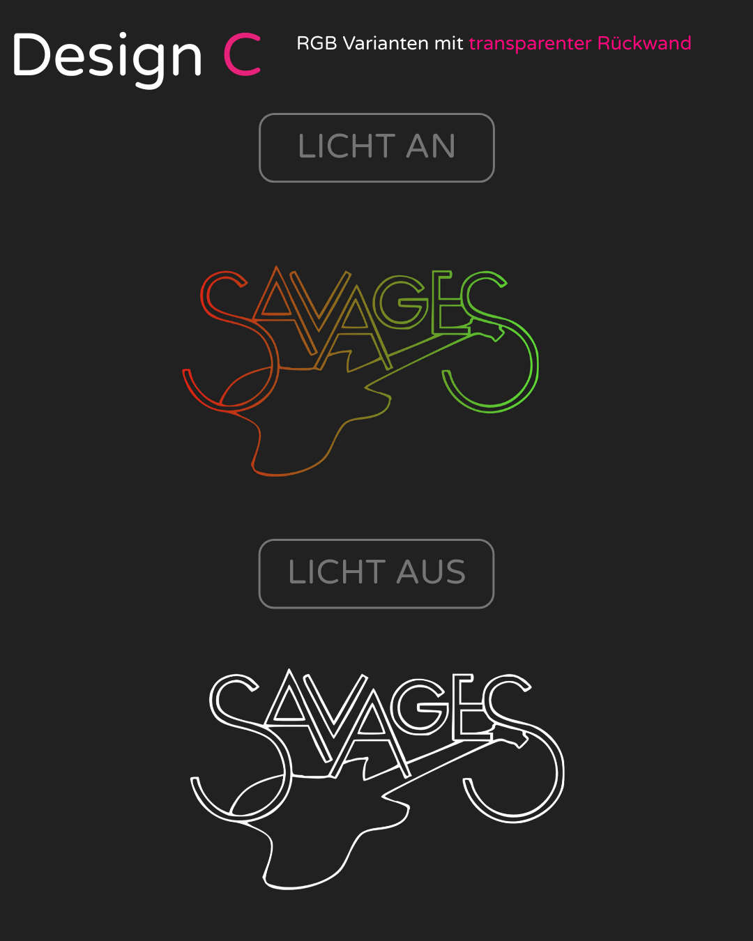 Individuelles LED-Neonschild 'SAVAGES' GUITAR LOGO 