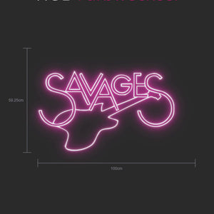 Individuelles LED-Neonschild 'SAVAGES' GUITAR LOGO